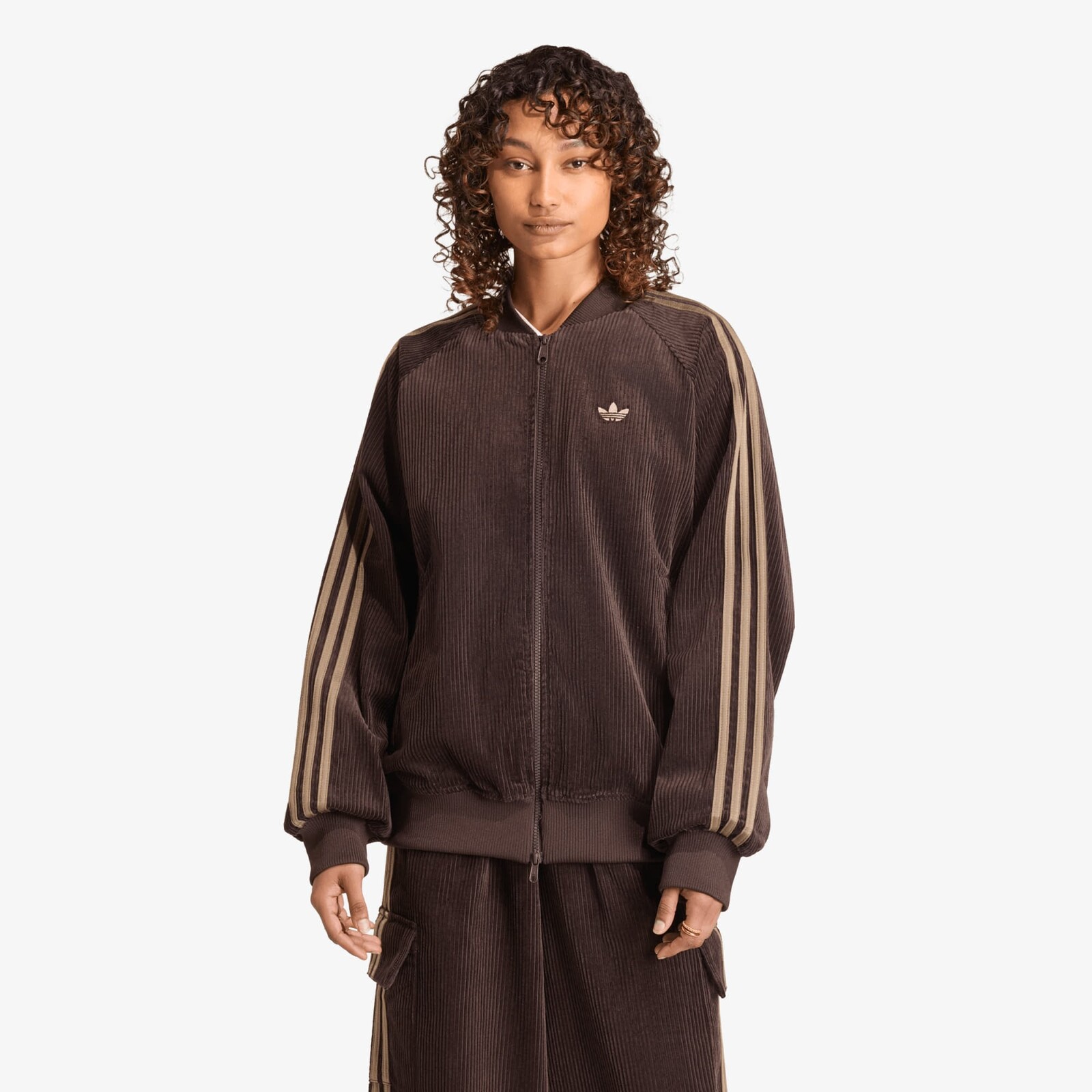 Jacket adidas Corduroy SST Oversized Track Top Aurora Coffee/ Khaki Six XS