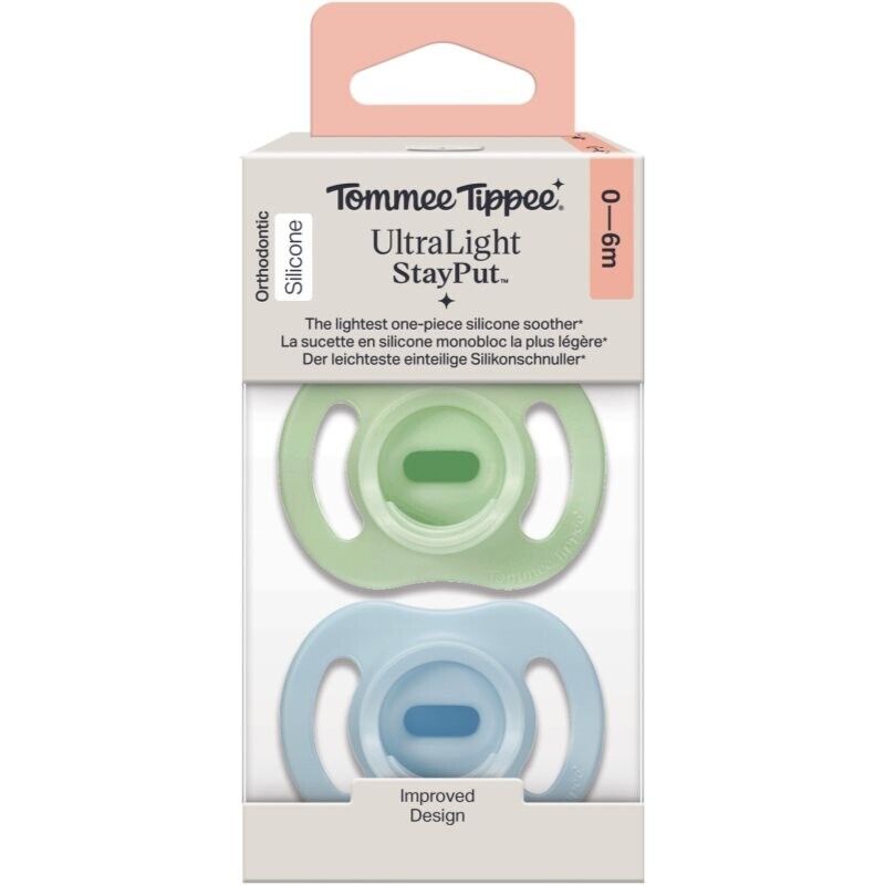 Tommee Tippee Ultra Light Stay Put 0-6 m dummy Boy 2 pc