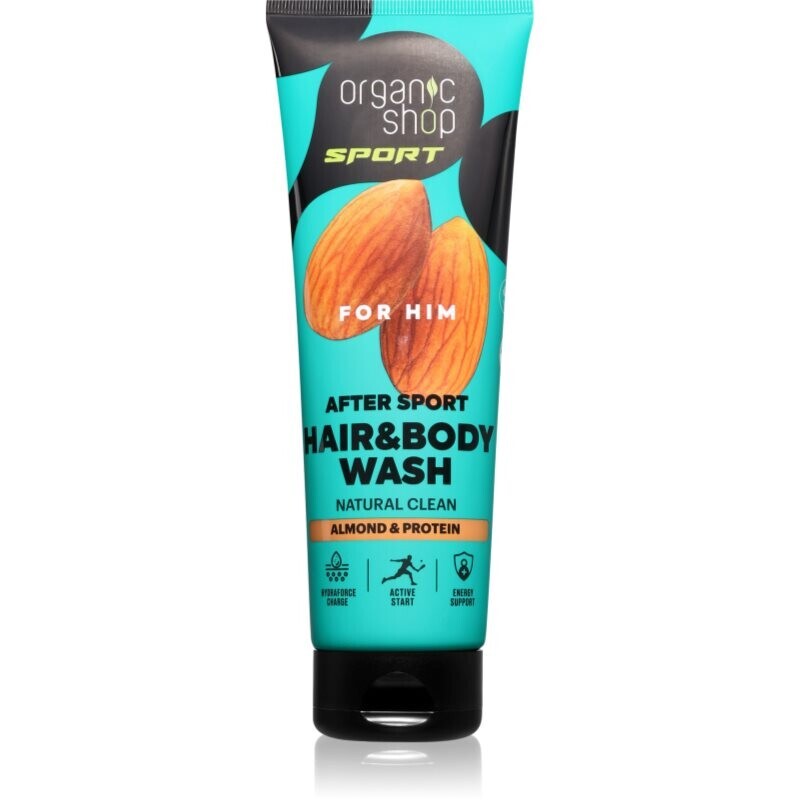 Organic Shop Sport Almond & Protein body and hair shower gel for men 200 ml