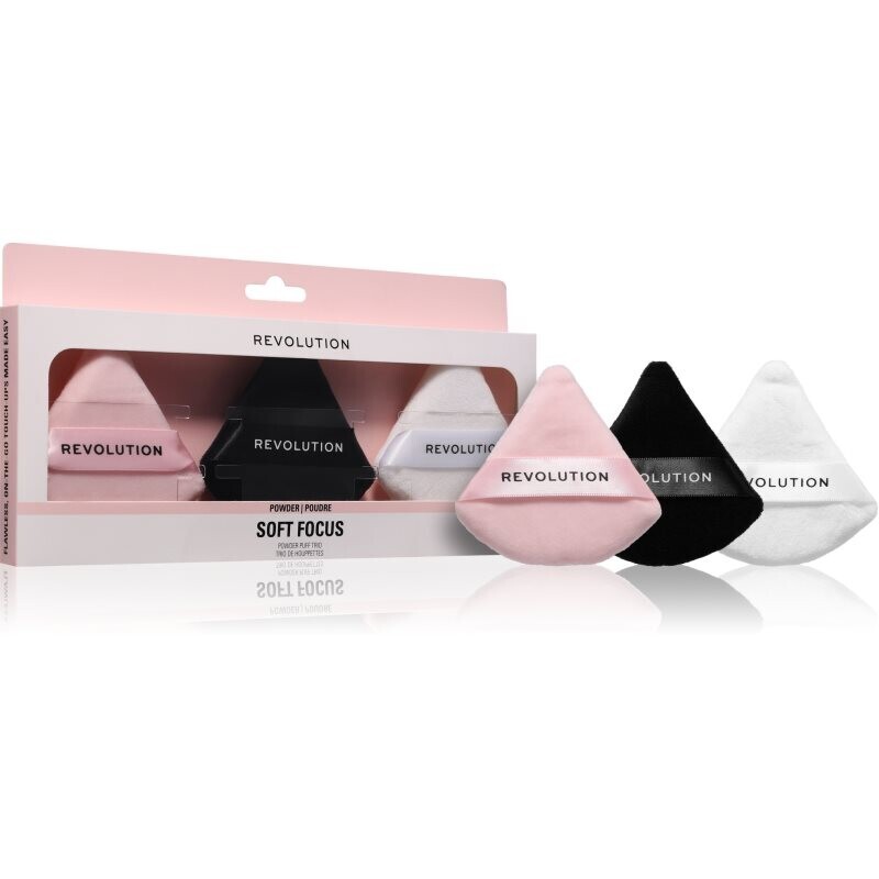 Revolution Soft Focus Powder Puff Trio puff 3 pc