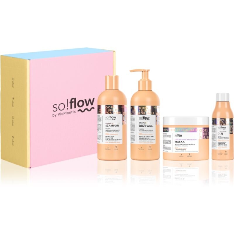 so!flow Medium Porosity Hair Set gift set to treat frizz