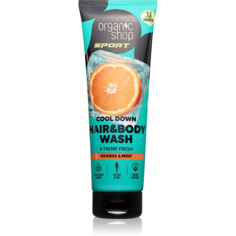 Organic Shop Sport Orange & Mint body and hair shower gel with a refreshing effect 200 ml