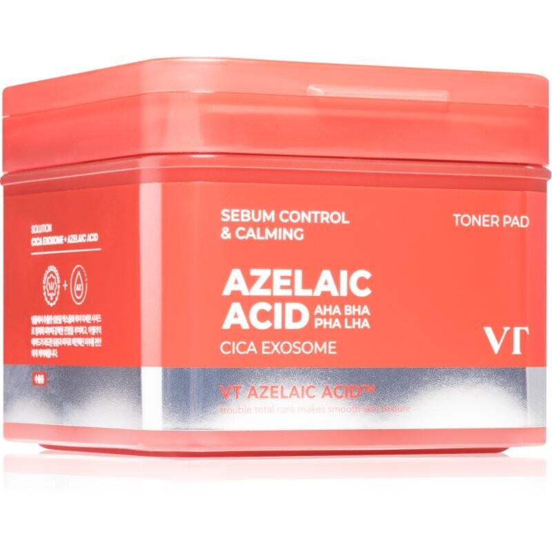 VT Cosmetics Azelaic Acid Sebum Control & Calming Toner Pad toner pads with nourishing and moisturising effect 60 pc