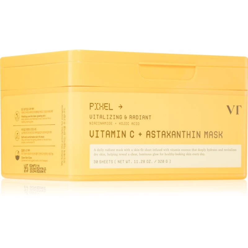 VT Cosmetics Vitamin C Astaxanthin Mask radiance moisturising mask to even out skin tone large pack 30 pc