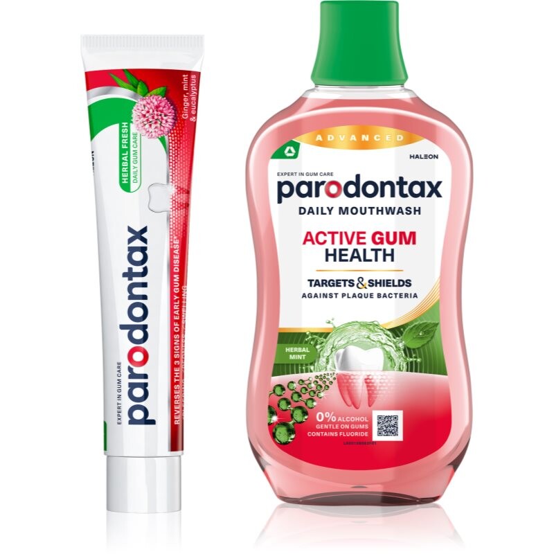 Parodontax Herbal Fresh & Active Gum Health set for teeth