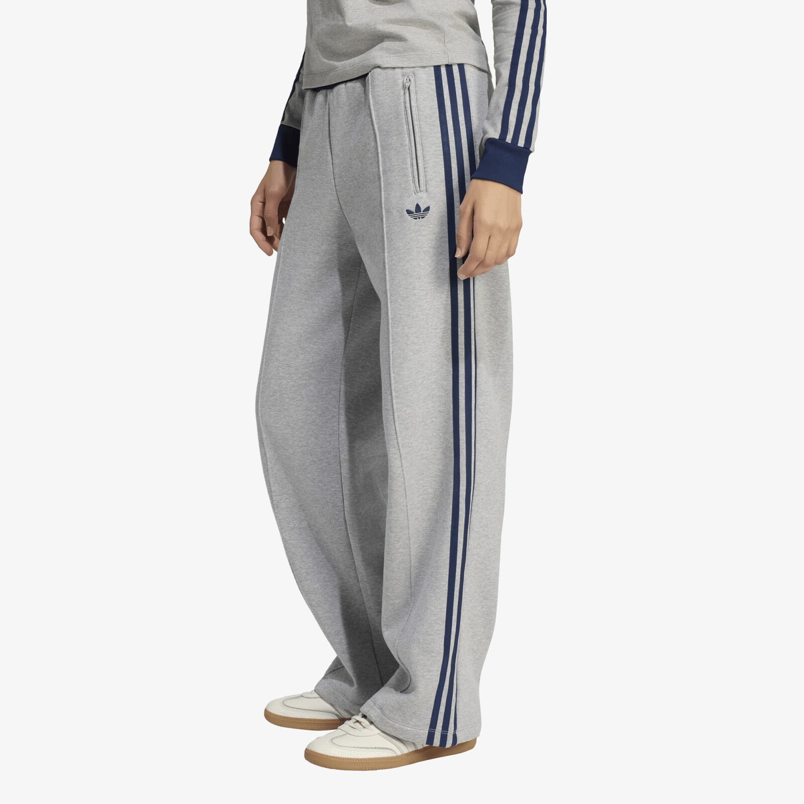 Pants adidas Engineered Rib Firebird Loose Track Pant Medium Grey Heather/ Night Indigo/ Magic Mauve L