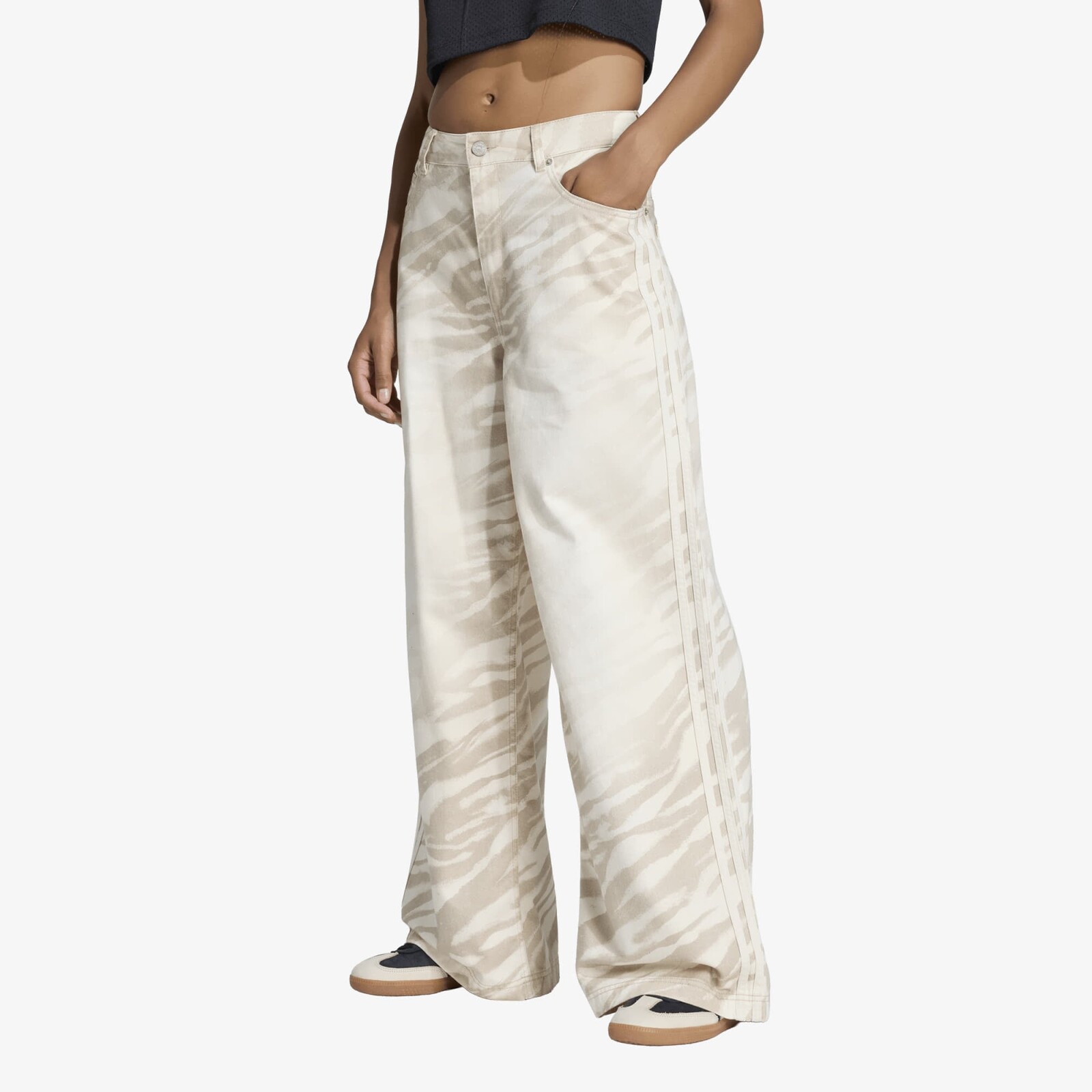 Pants adidas Adilenium Season 6 Zebra Print Wide Leg Denim Pants Wonder White 29/30