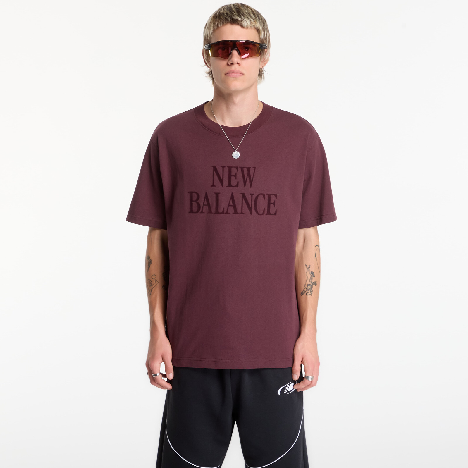 T-shirt New Balance Athletics Flocked Logo T-Shirt Cherry Leather XL
