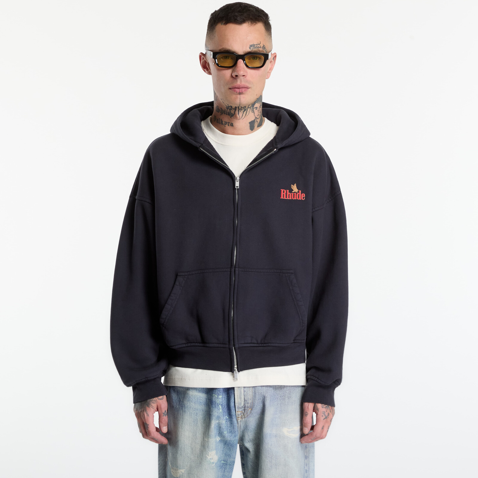 Sweatshirt Rhude American Spirit Zip-Up Hoodie Vintage Black/ Red S