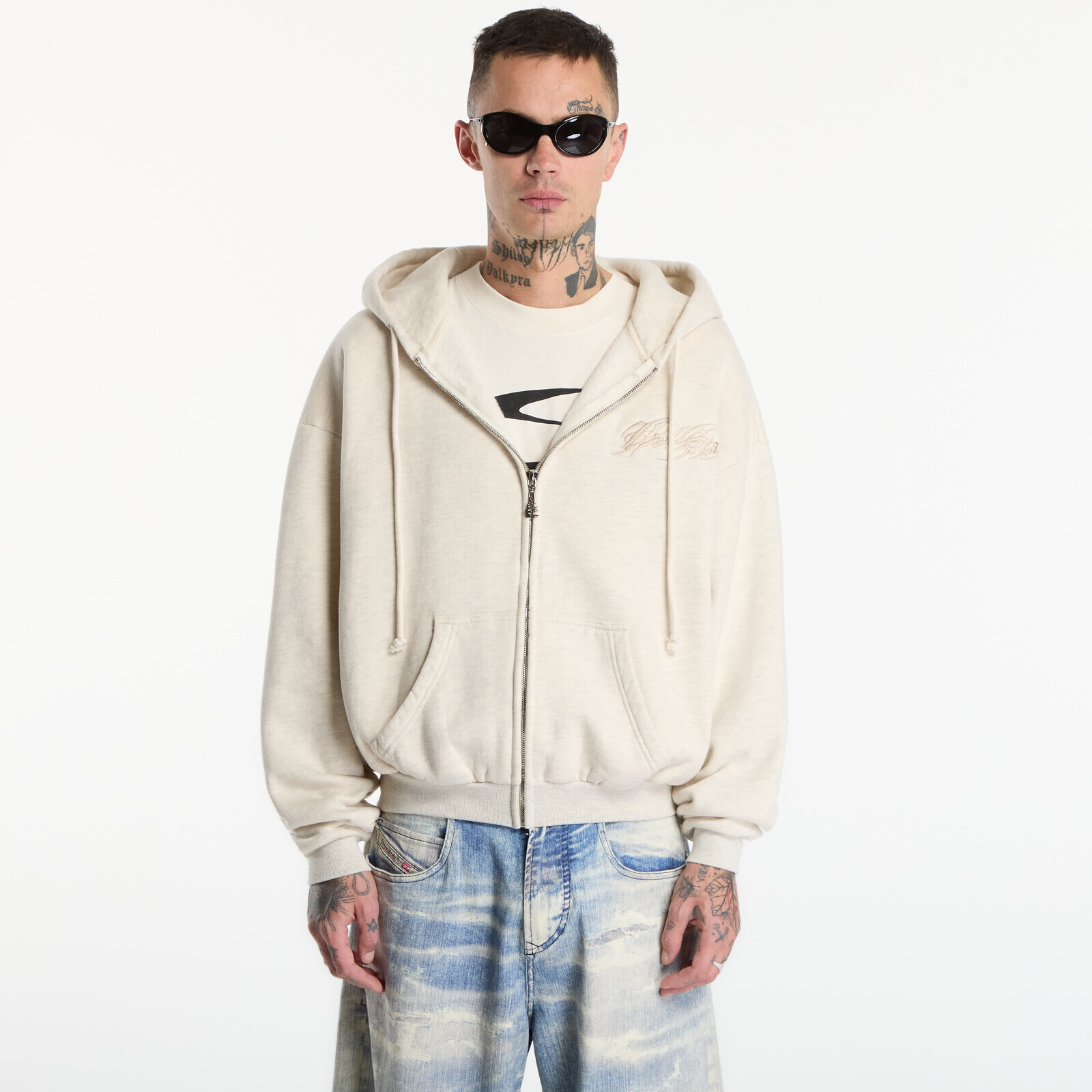 Sweatshirt Hellstar Tattoo Logo Zip-Up UNISEX Beige XL