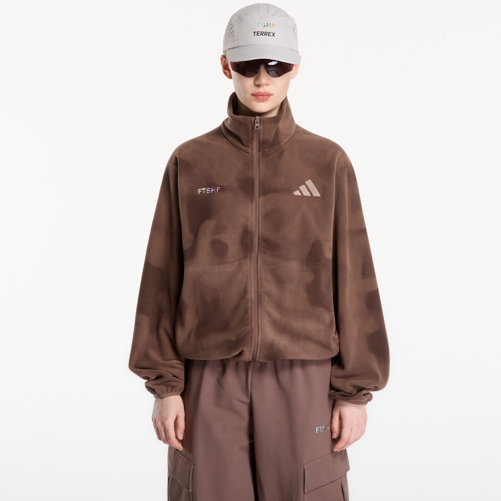 Sweatshirt FTSHP x adidas Terrex DAYBREAKER Women Full Zip Fleece Brown Camo L
