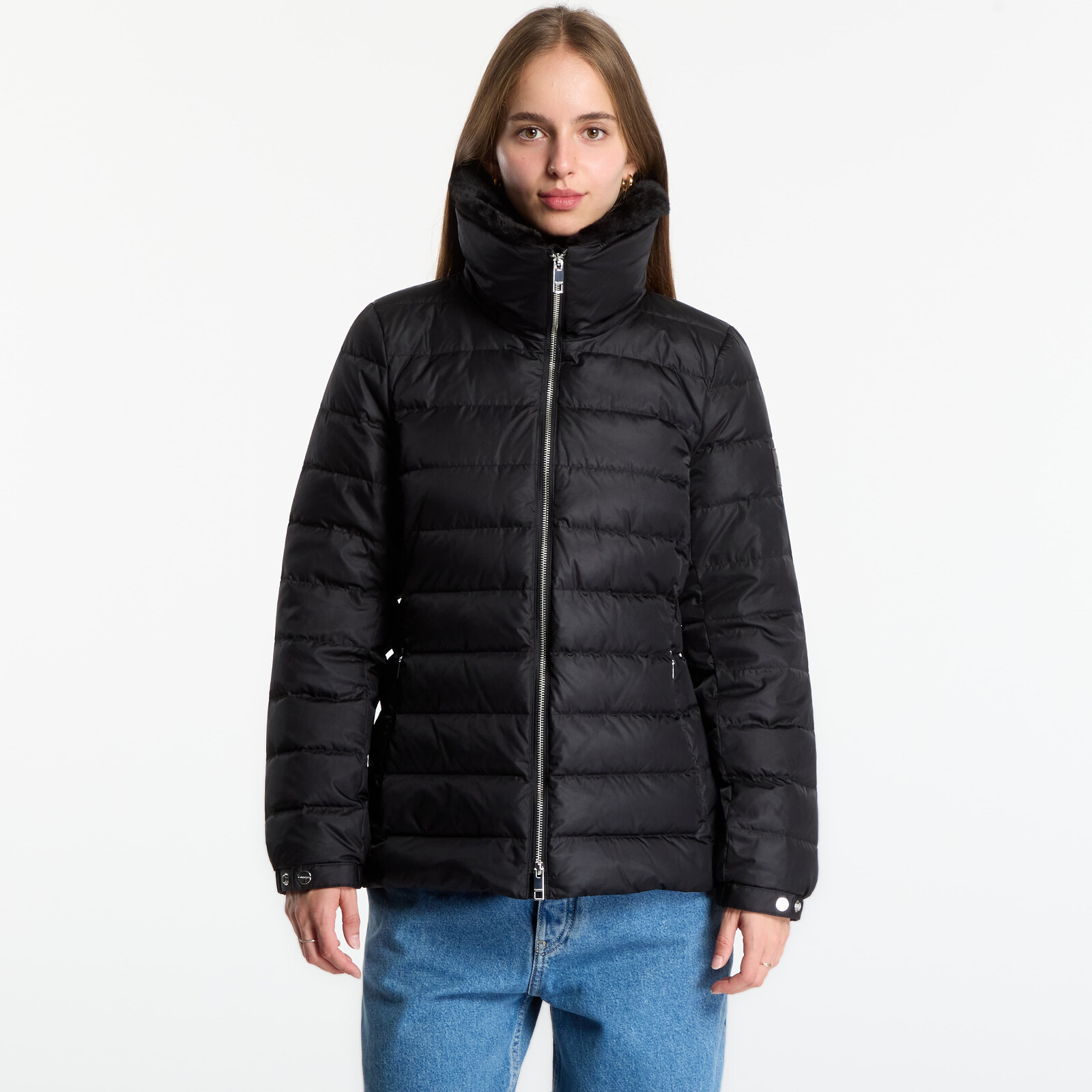 Jacket Calvin Klein Satin Lw Short Puffer With Fur Black M