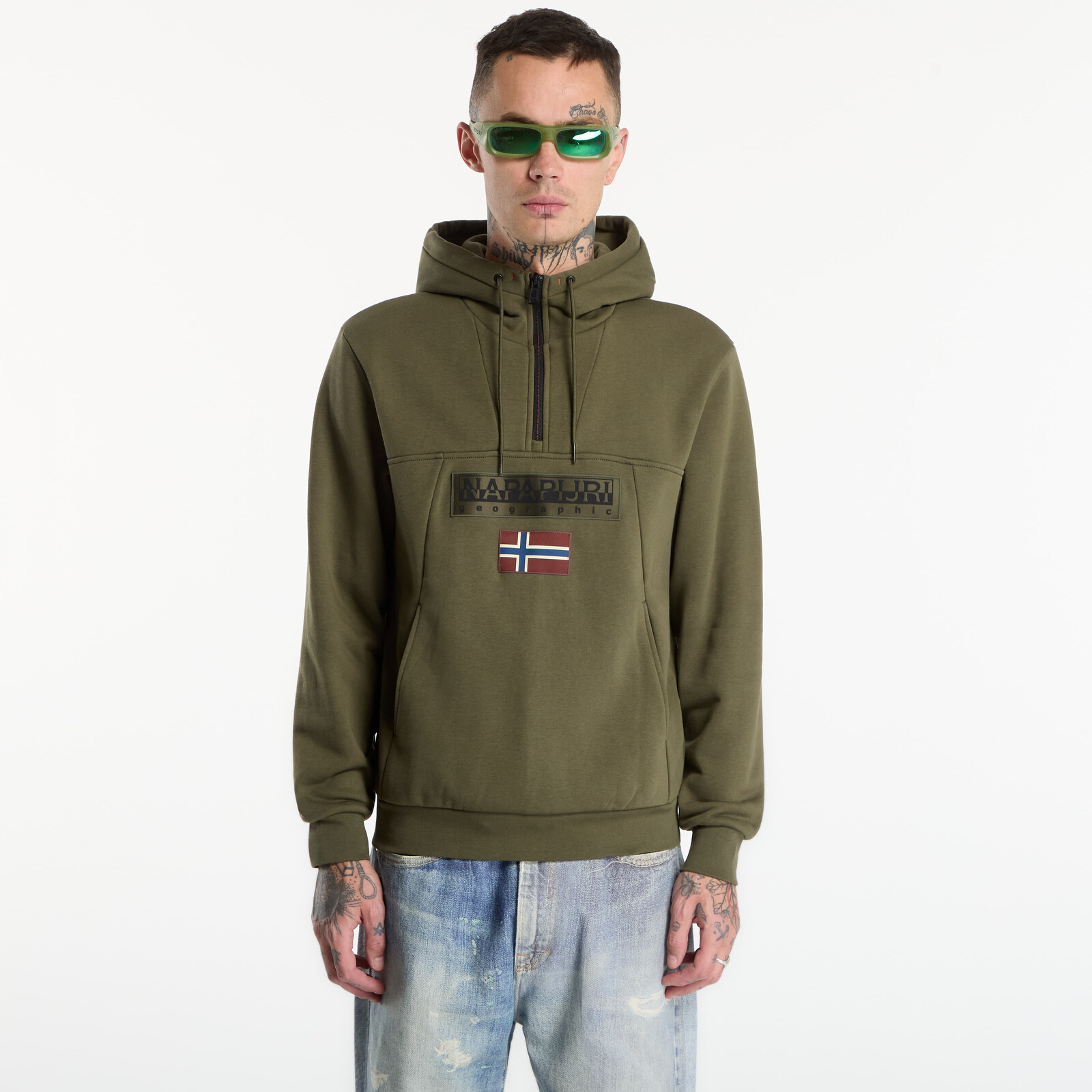 Sweatshirt Napapijri Burgee Half-Zip Hoodie 2.0 Olive Night L