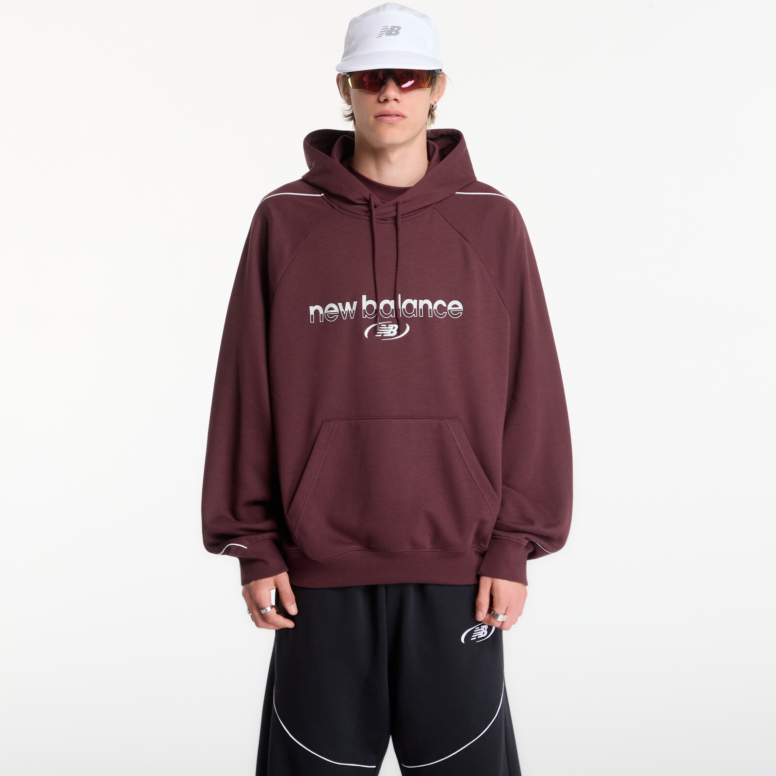 Sweatshirt New Balance Trackside French Terry Hoodie Cherry Leather L