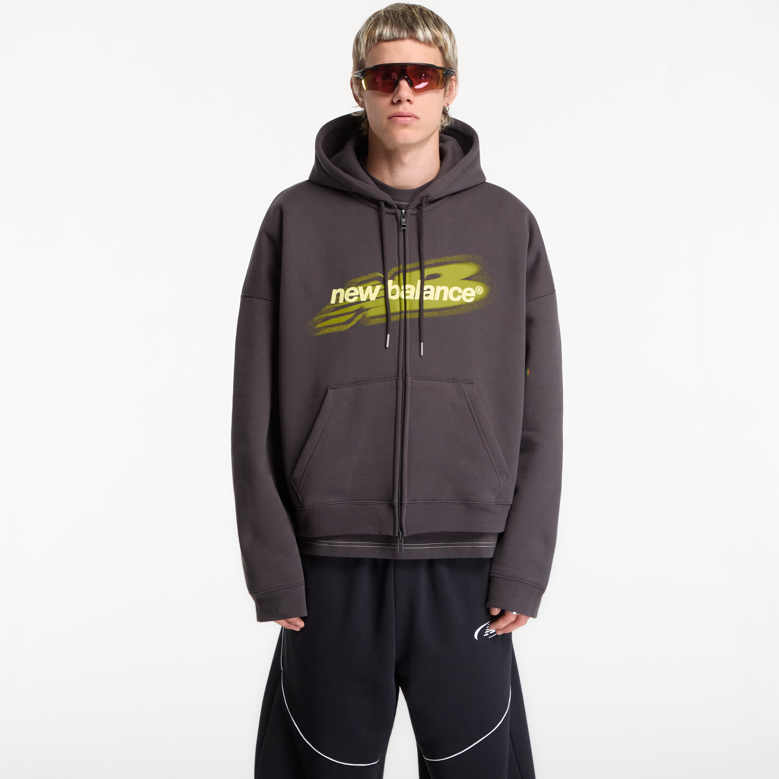 Sweatshirt New Balance Street Classics Distort FZ Hood Black Cement M