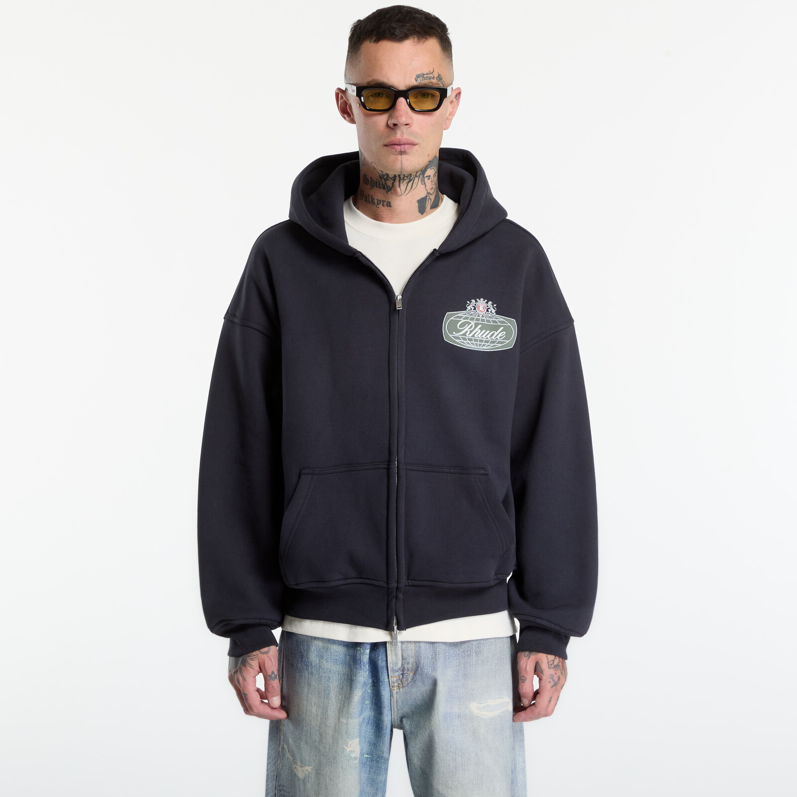 Sweatshirt Rhude Desert Crest Zip-Up Hoodie Vintage Black/ Silver XL