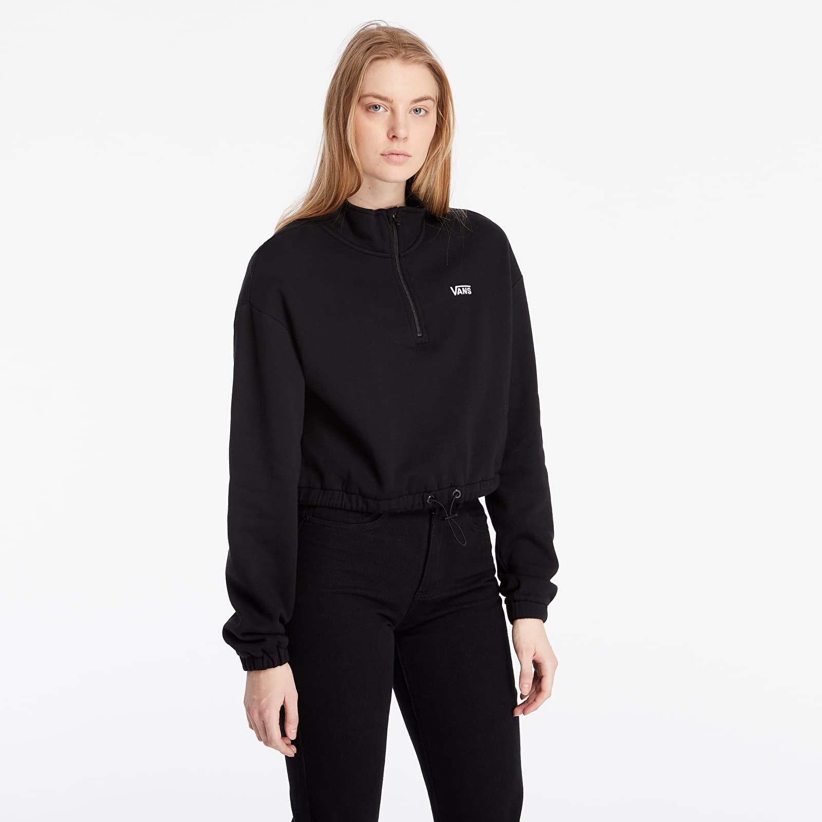 Sweatshirt Vans Left Chest Half Zip Fleece Black XL