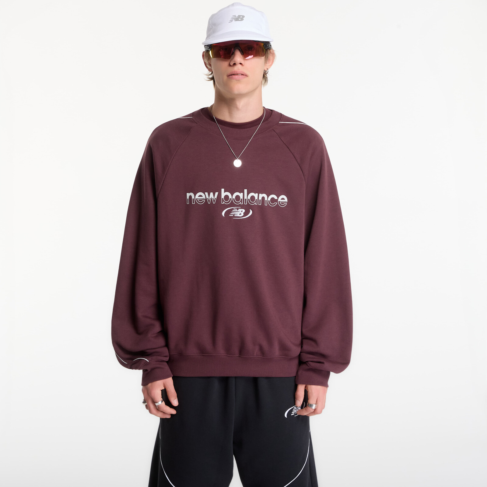 Sweatshirt New Balance Trackside French Terry Crew Cherry Leather L