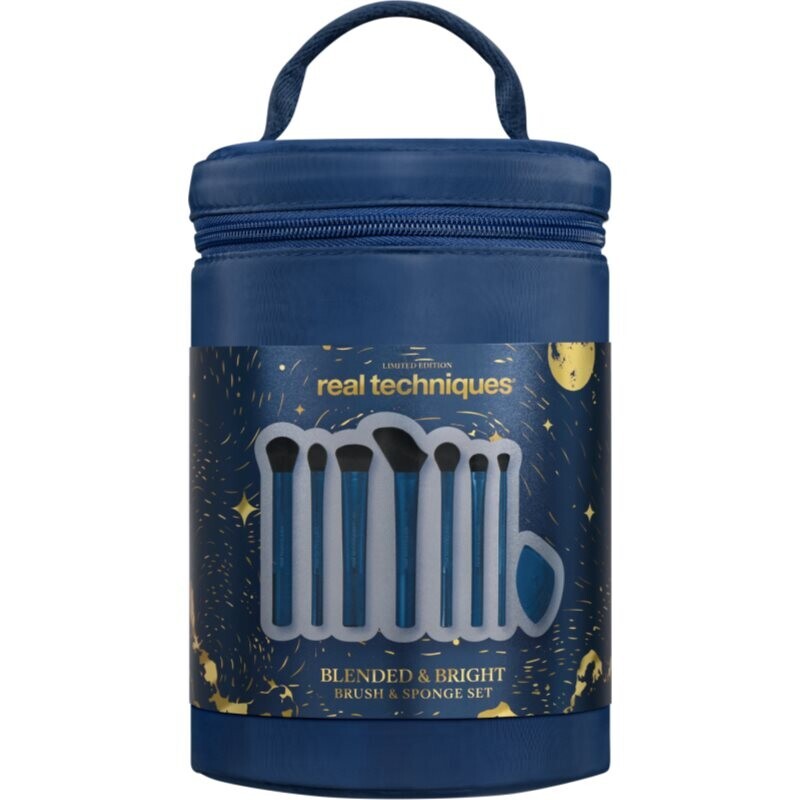 Real Techniques Holiday Blended & Bright brush set with a pouch