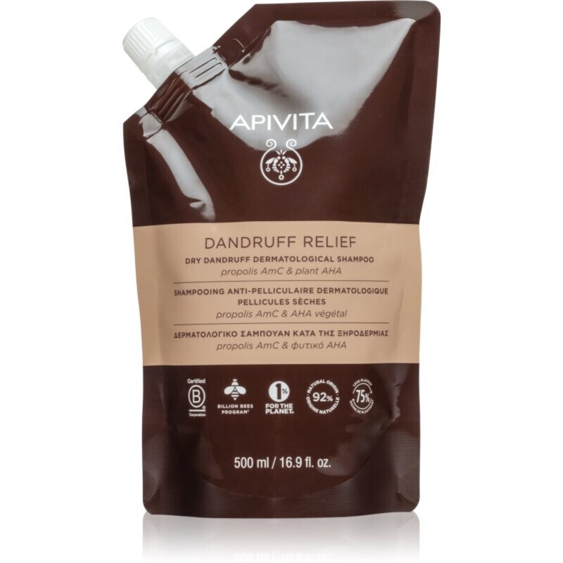 Apivita Dandruff Relief Dry Dandruff Dermatological Shampoo anti-dandruff shampoo for dry and itchy scalp Refill 500 ml