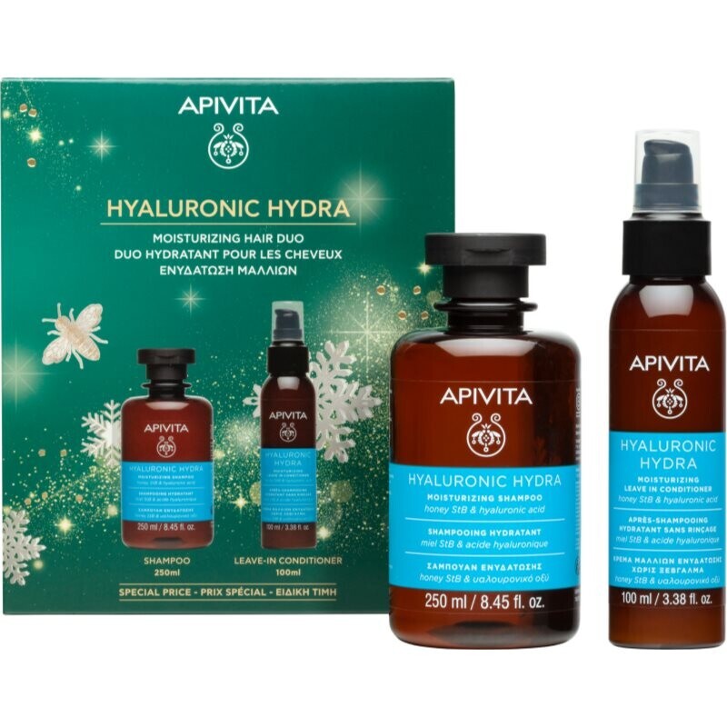 Apivita Hyaluronic Hydra Moisturizing Hair Duo Christmas gift set for intensive hydration