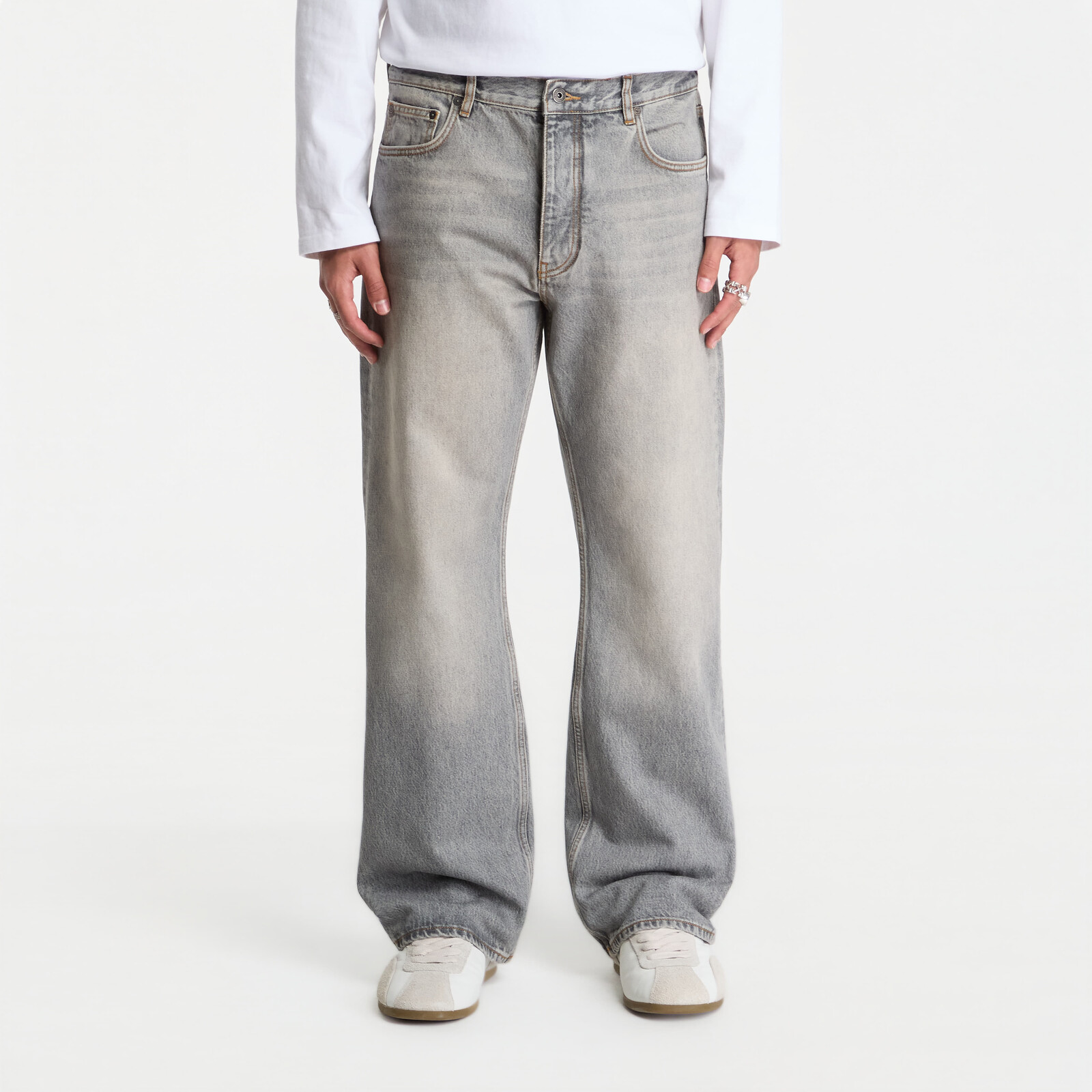 Pants Off-White Half Arrow Diag Slim Relax Jeans Sun Faded Grey 34