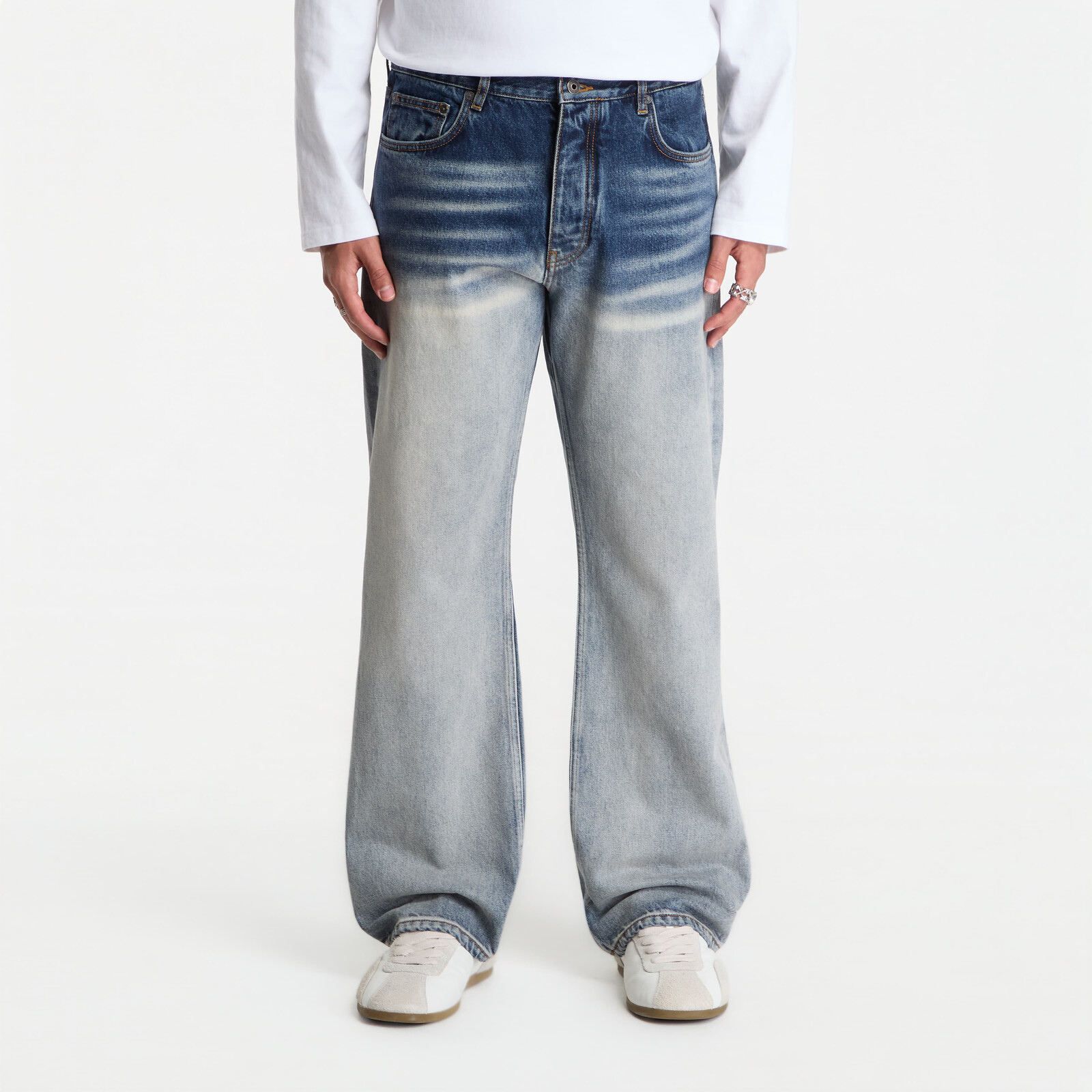Pants Off-White Half Arrow Slim Relax Jeans Ombre Bleach Blue 33