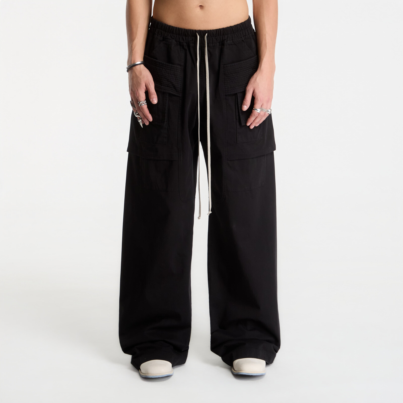 Pants Rick Owens DRKSHDW Creatch Wide Cargo Drawstring Pants Black L