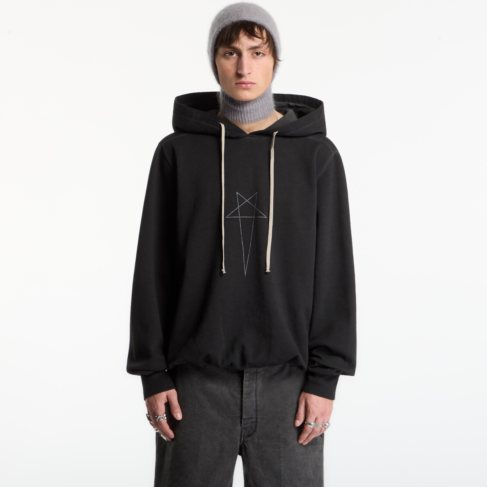 Sweatshirt Rick Owens DRKSHDW Oversized Hoodie Faded Black/ Silver M