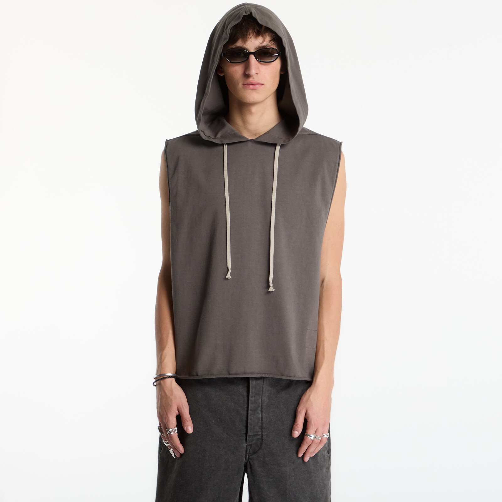 T-shirt Rick Owens DRKSHDW Hooded Tunic Gravel L