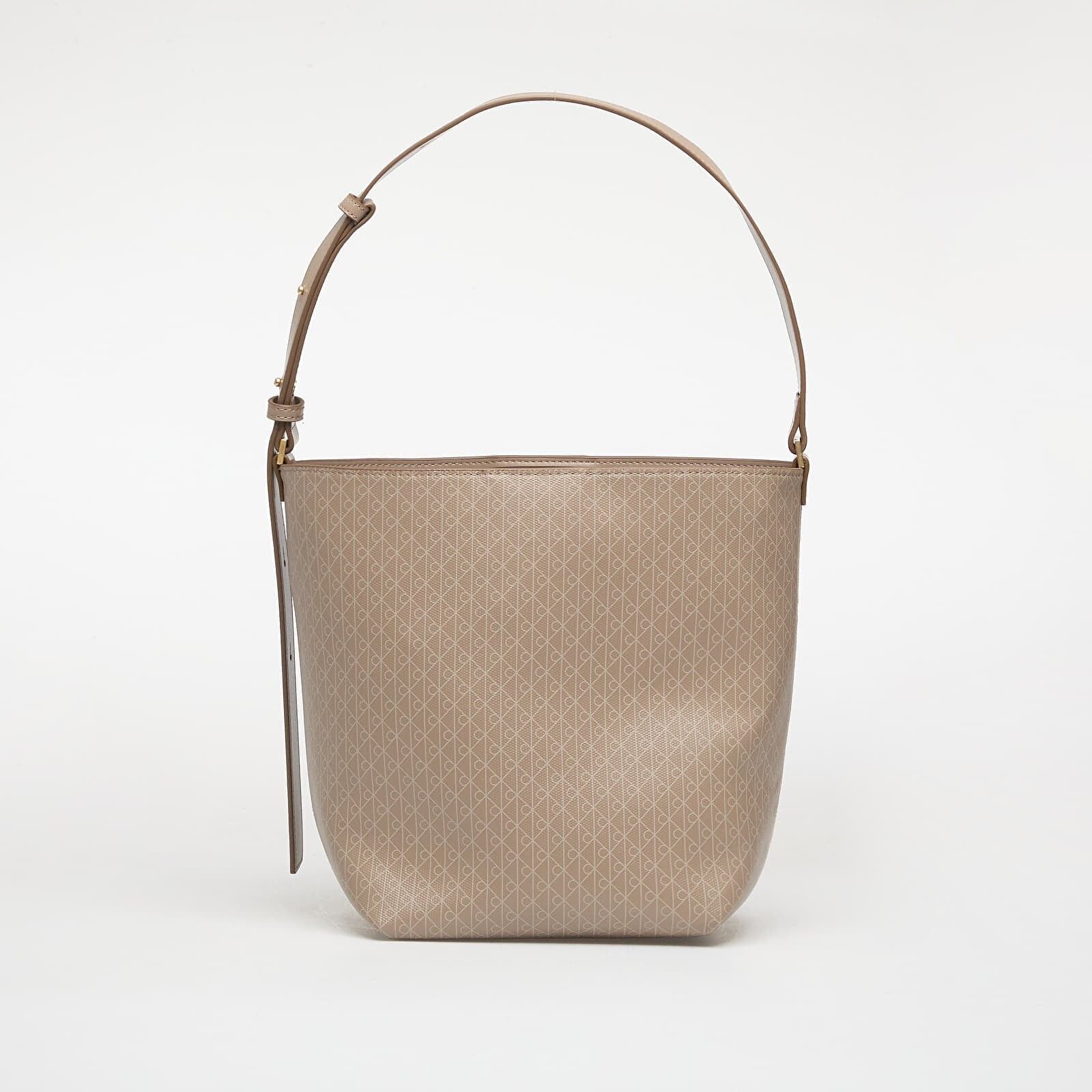 Handbag Calvin Klein Emblem Aop Medium Bucket Bag Desert Taupe Universal