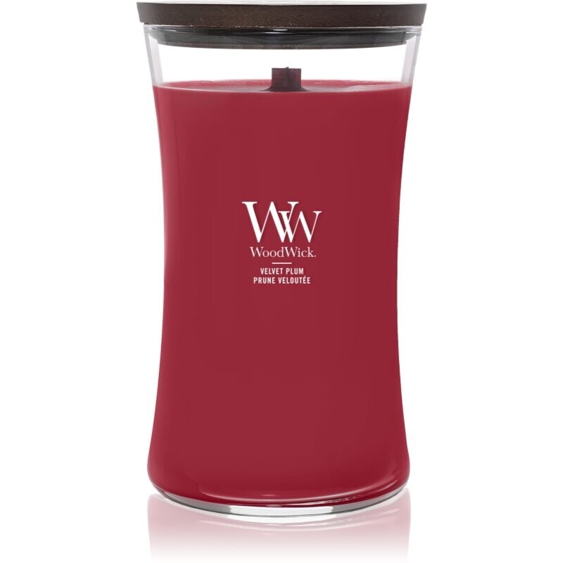 Woodwick Velvet Plum scented candle with wooden wick 609 g