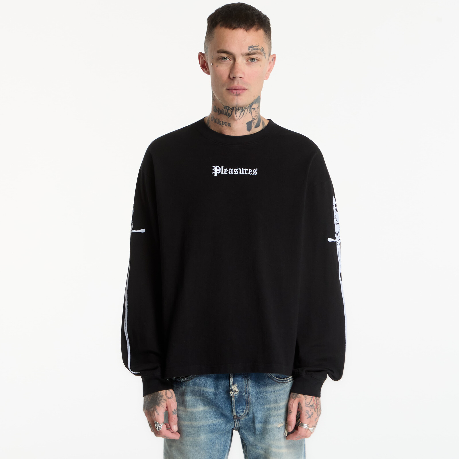 T-shirt PLEASURES Luster Heavyweight Long Sleeve Black M