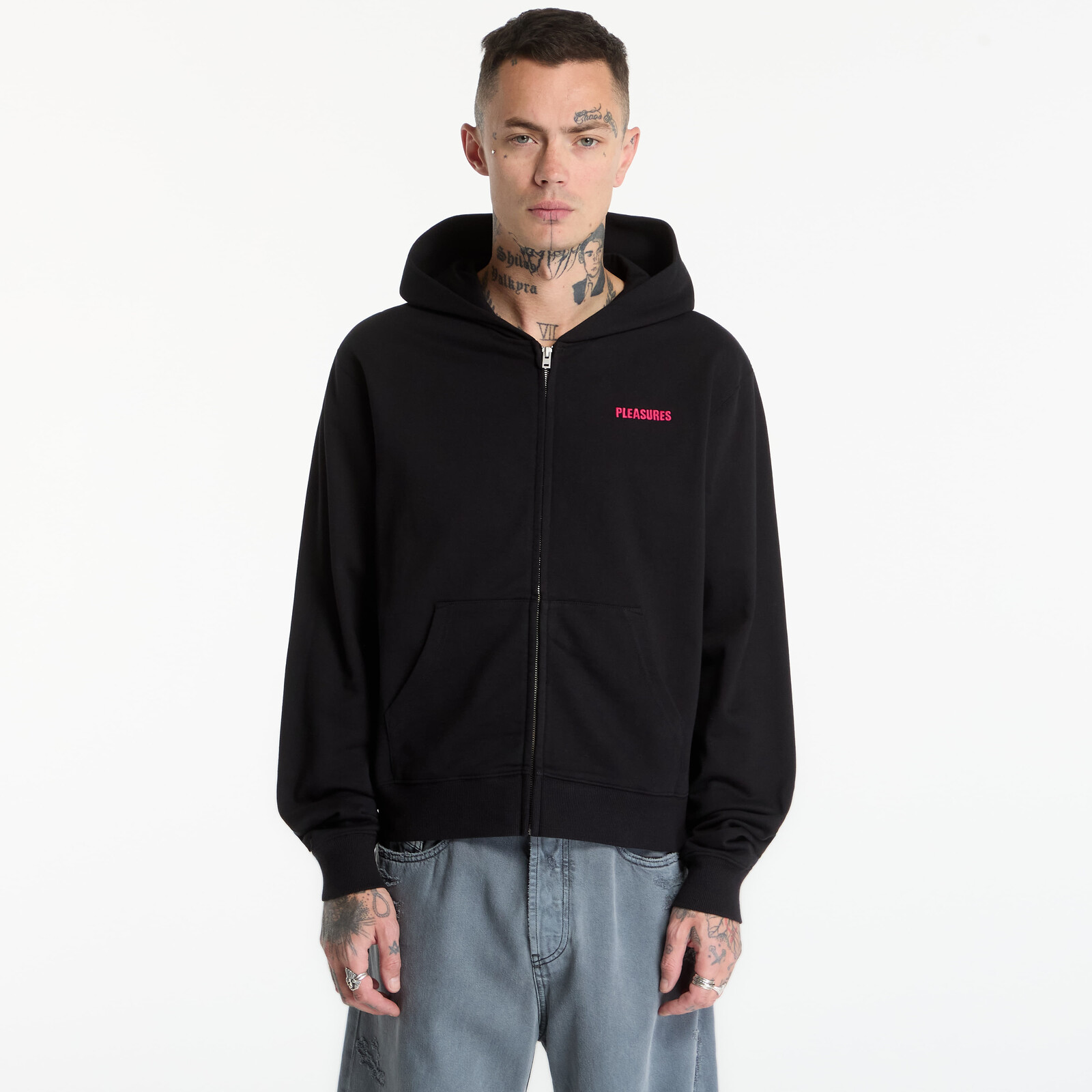 Sweatshirt PLEASURES Spiders Fitted Zip Hoodie Black XL