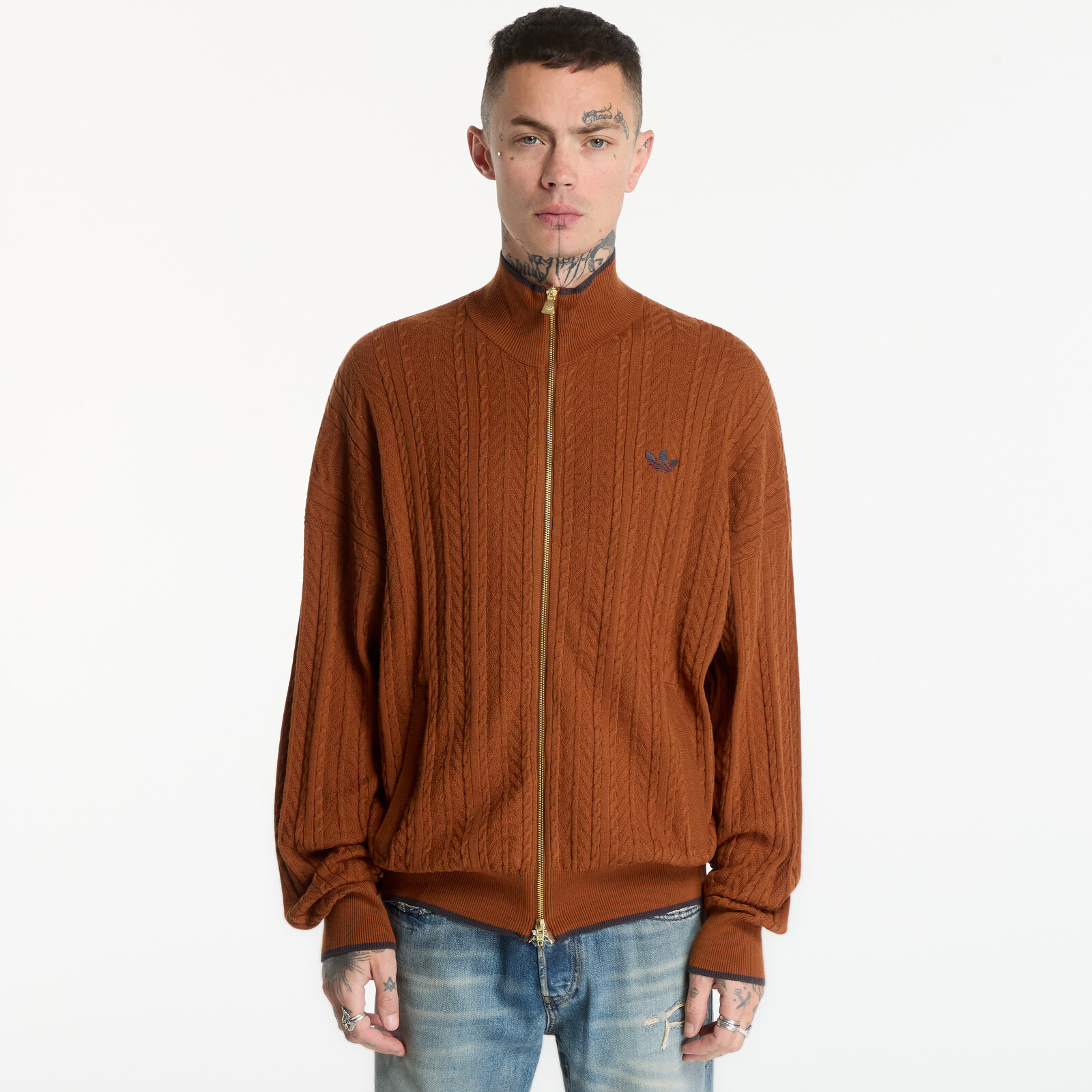 Sweater adidas Firebird Cable Knit Track Top Dusky Bronze L