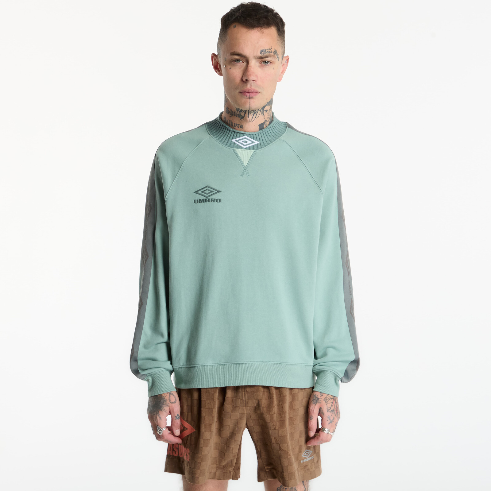 Sweatshirt PLEASURES x Umbro Icons Mockneck Sage M