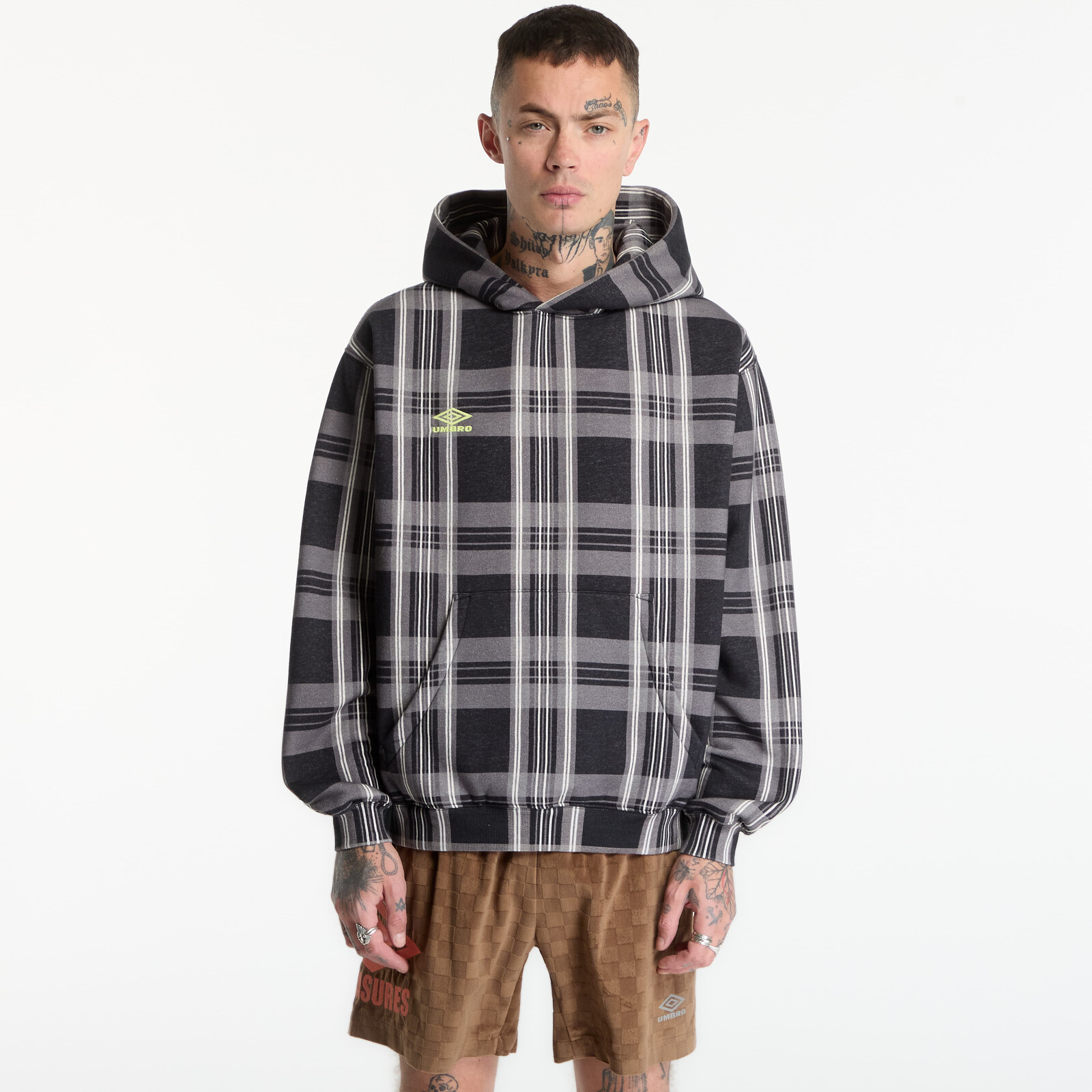 Sweatshirt PLEASURES x Umbro Spine Plaid Hoodie Black M