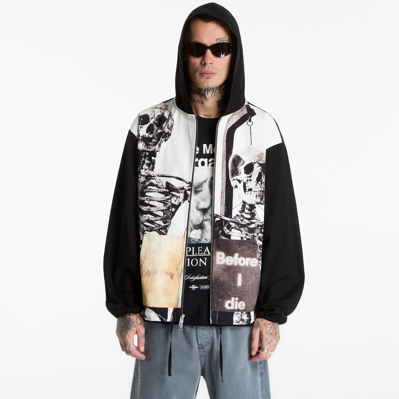 Sweatshirt PLEASURES Good Time Zip Poncho Hoodie Black L