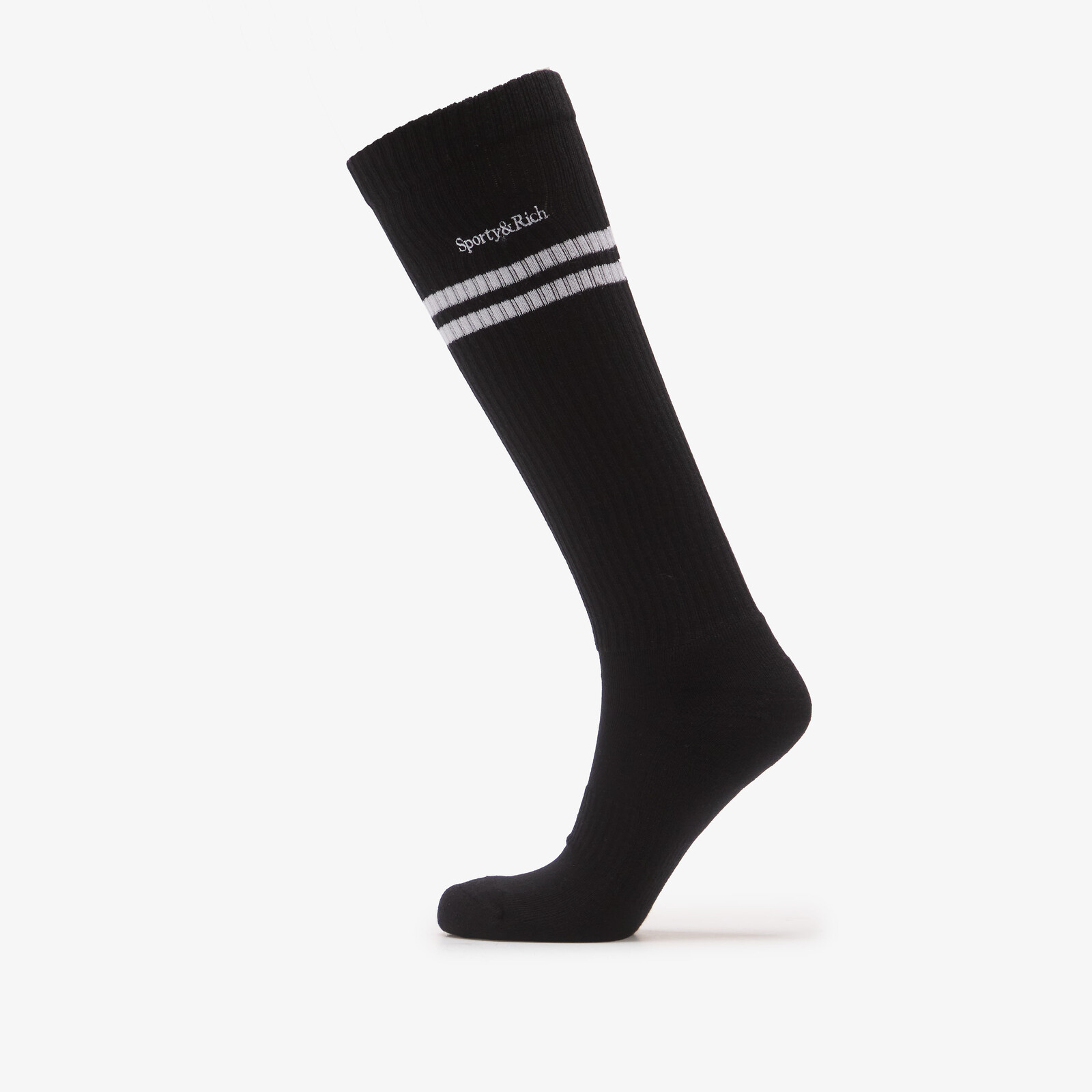 Sporty & Rich Serif Logo Ski Socks Black/White Universal
