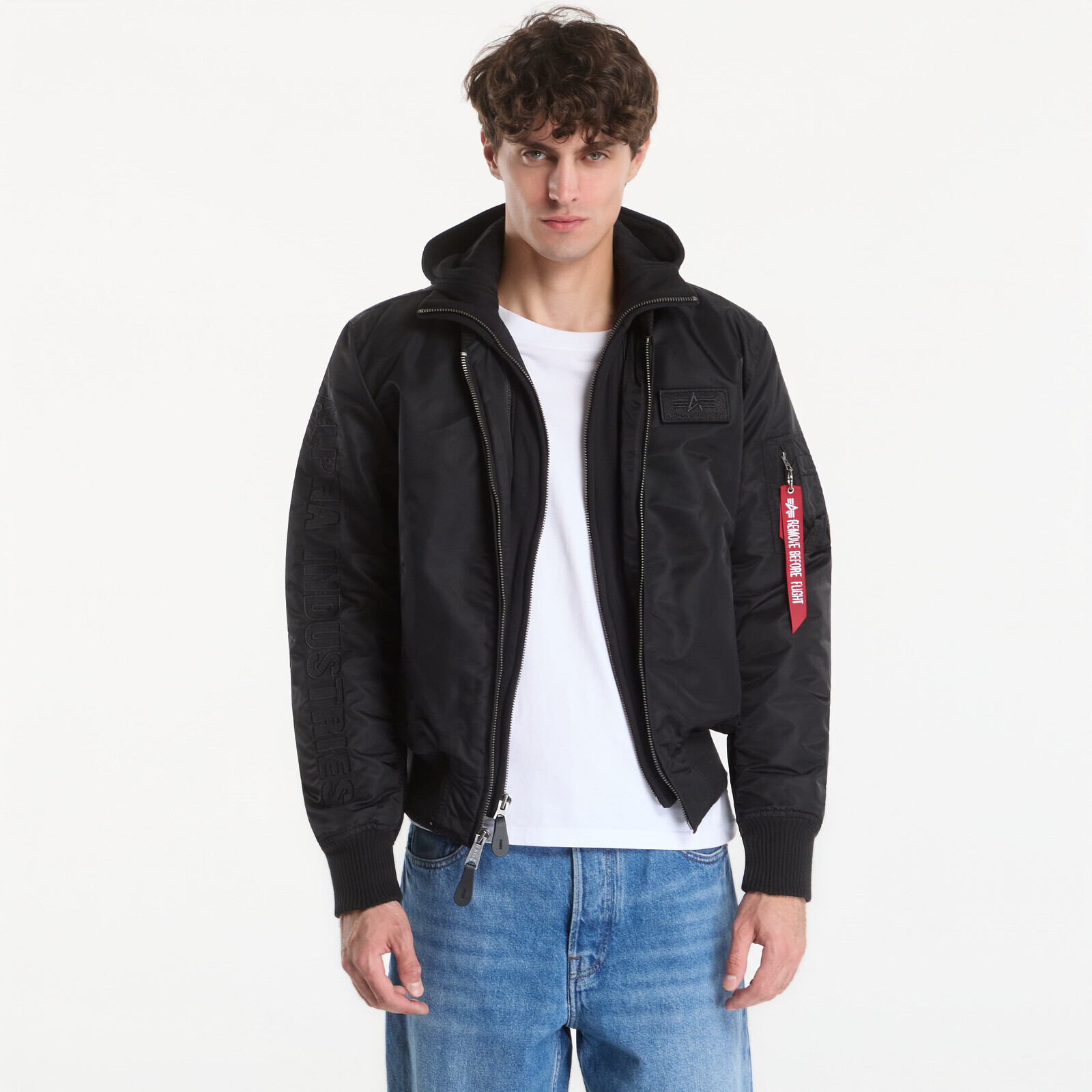 Jacket Alpha Industries MA-1 D-Tec Sleeve Embroidery Black/ Black XL