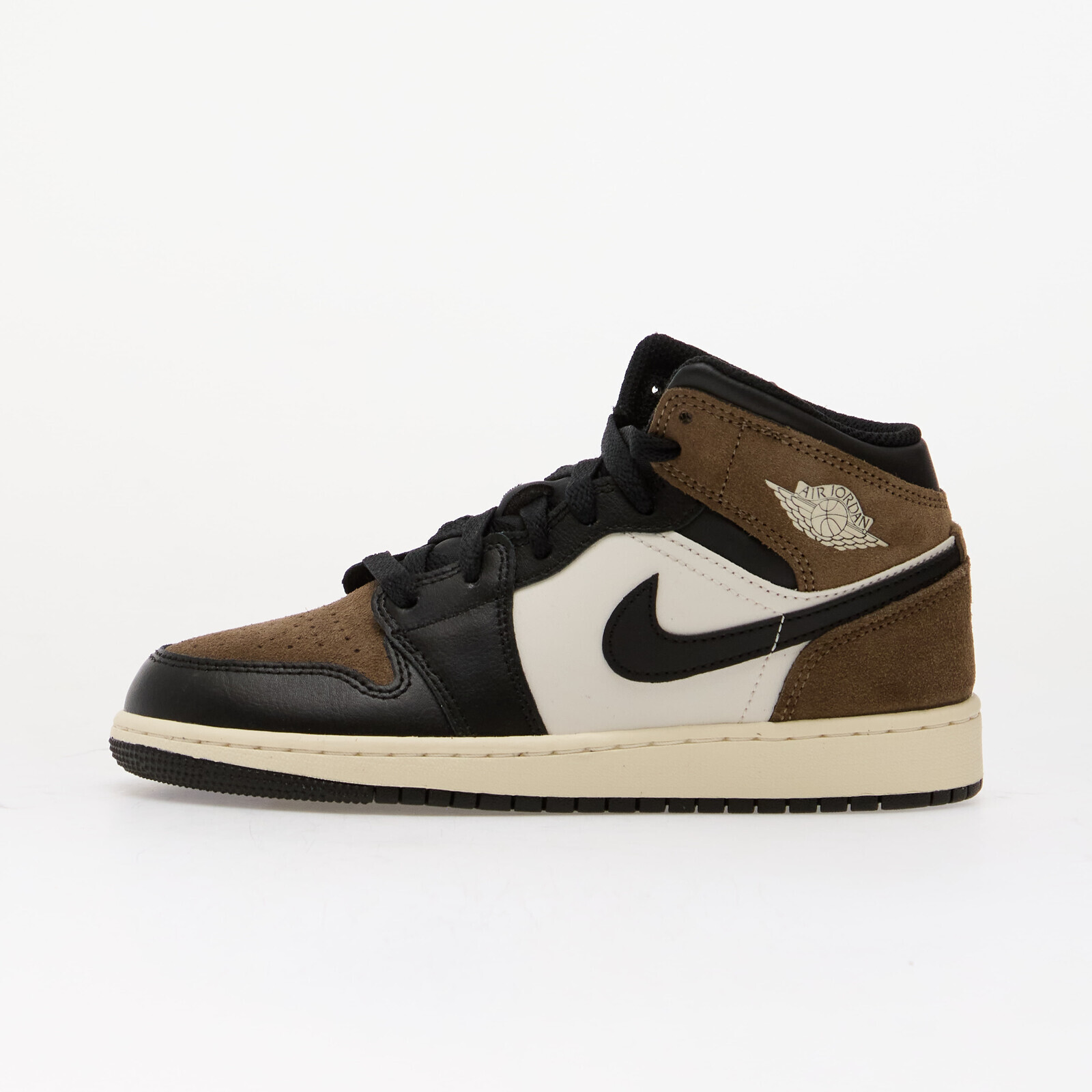 Air Jordan 1 Mid Kids Black/ Phantom-Palomino-University Red 4.5Y