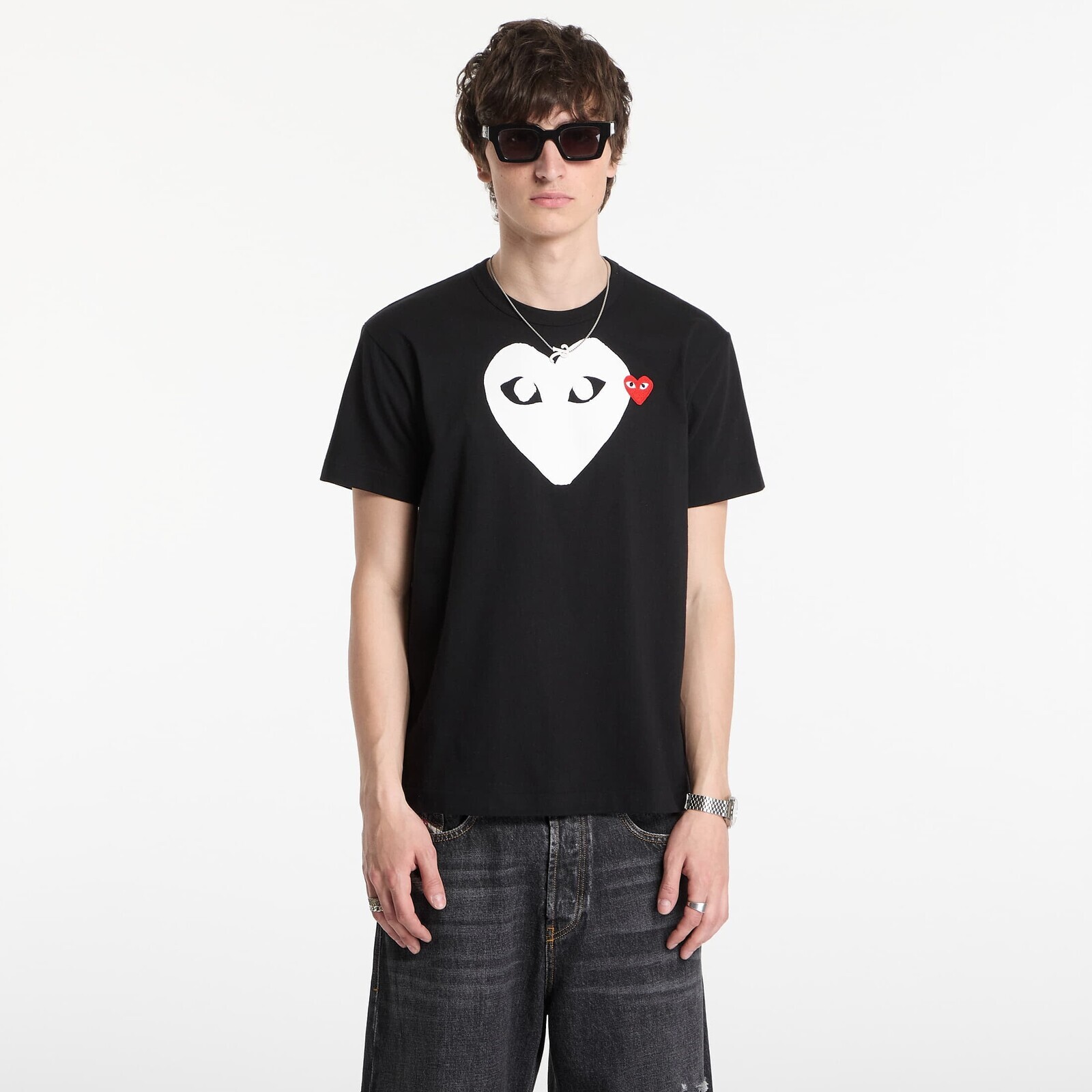 T-shirt Comme des Garçons PLAY T-Shirt Red Emblem Knit UNISEX Black S