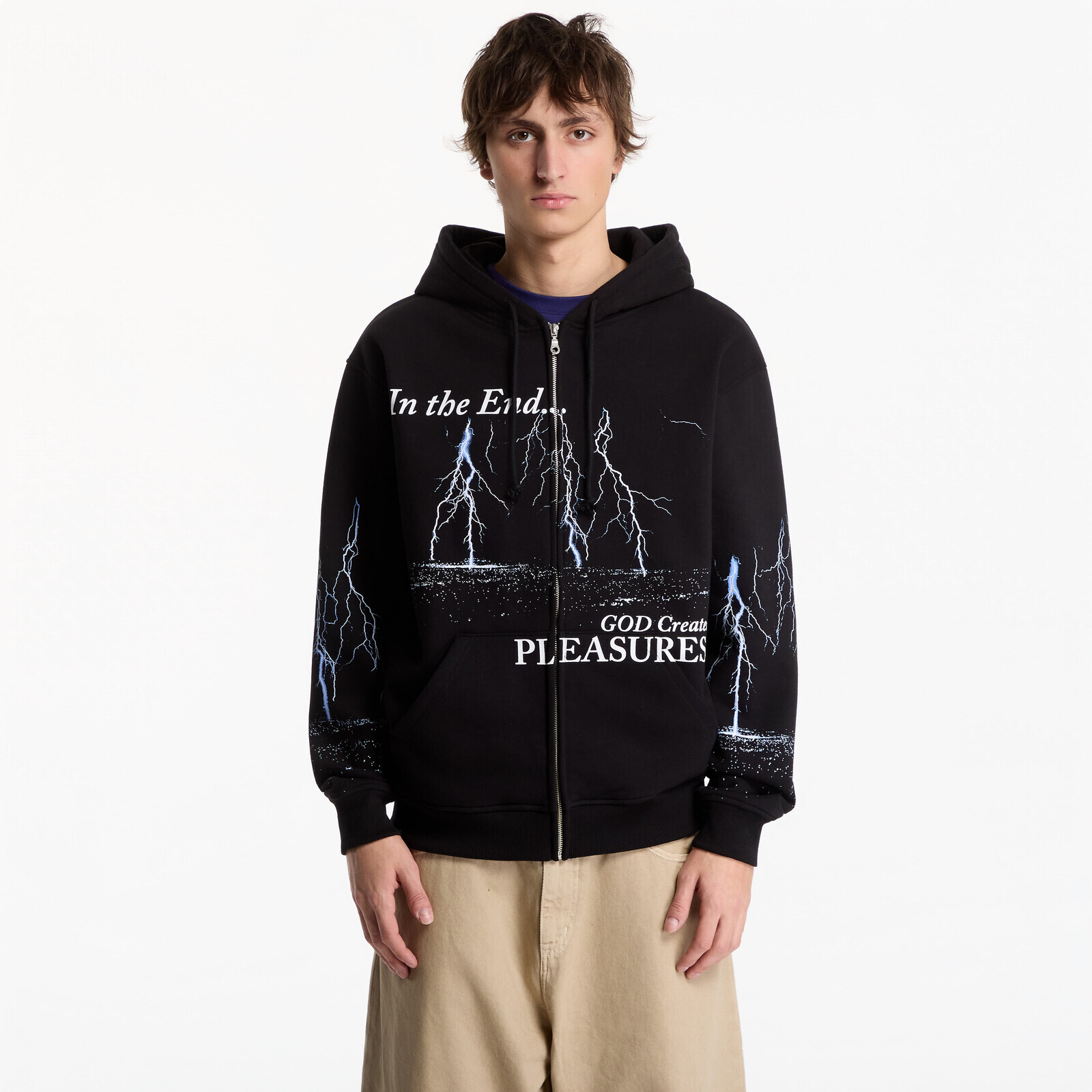 Sweatshirt PLEASURES End Times Zip Hoodie Black XXL