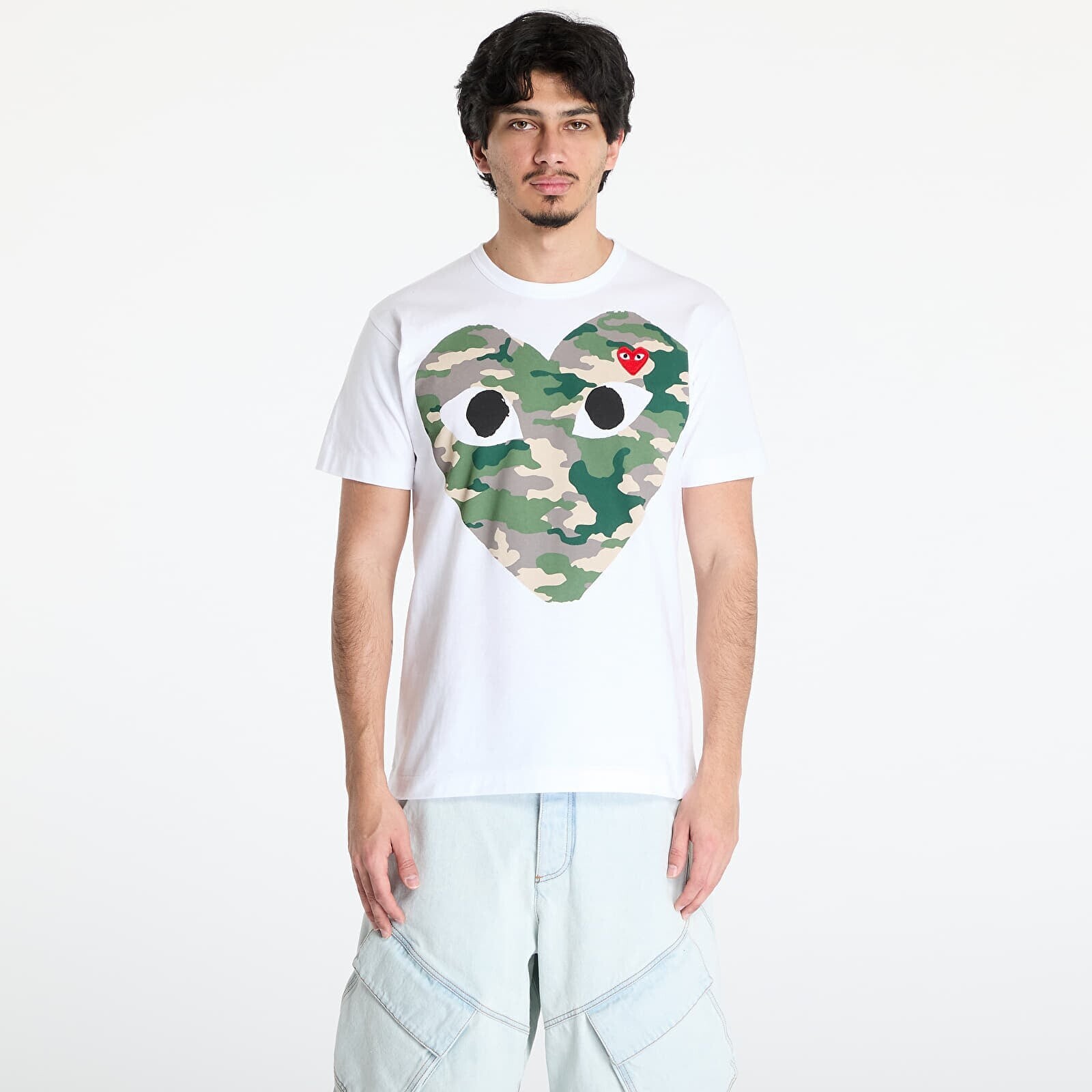 T-shirt Comme des Garçons PLAY Red Emblem Knit T-Shirt UNISEX White XL