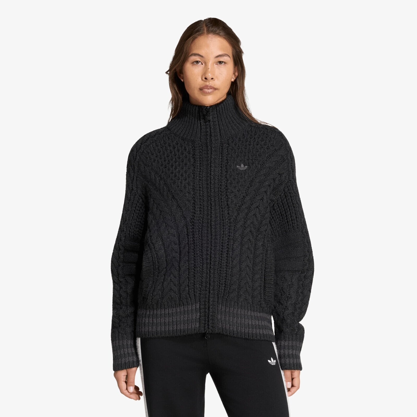 Sweater adidas Cable Knit Firebird Track Top Black/ Utility Black M