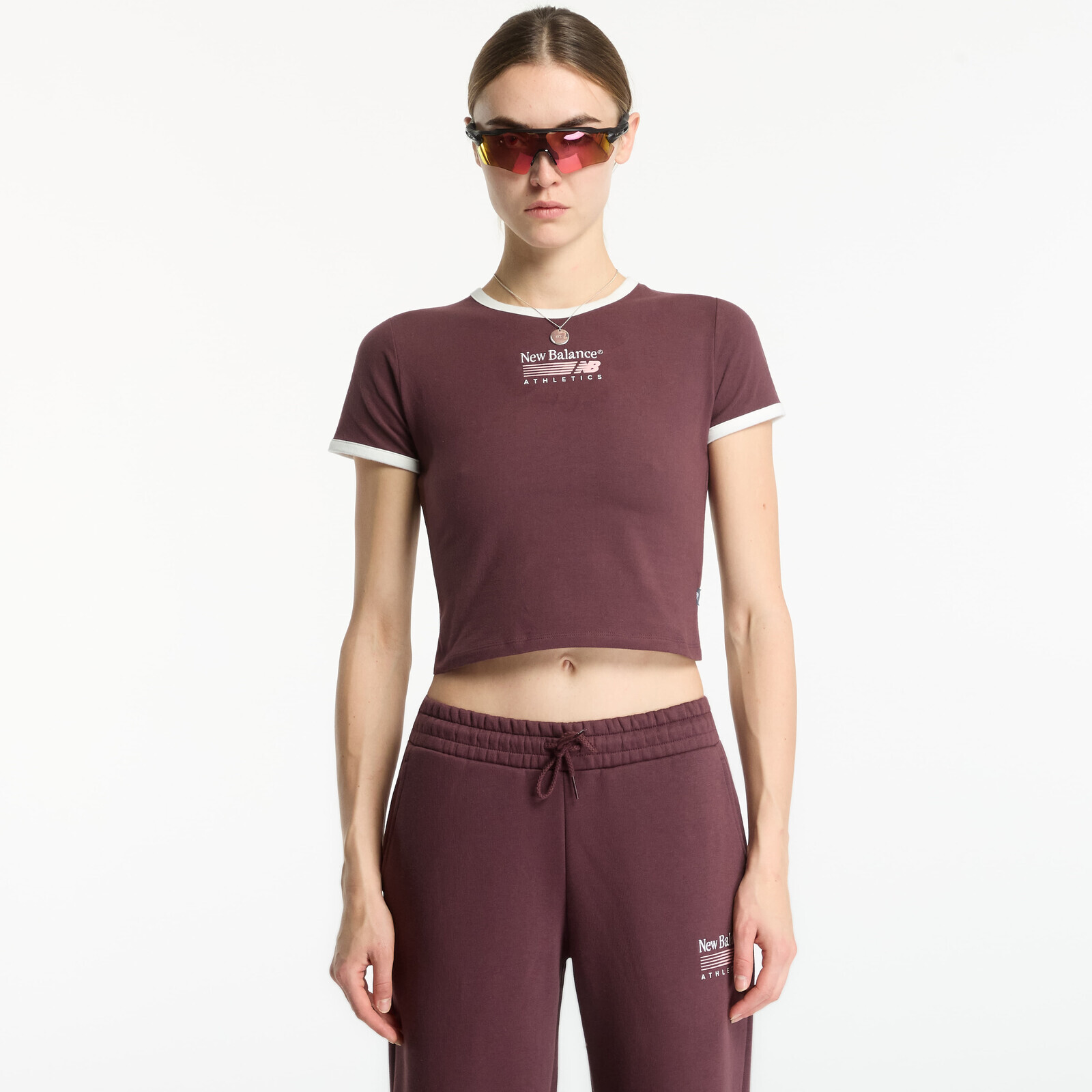 T-shirt New Balance Trackside Ringer T-Shirt Cherry Leather S