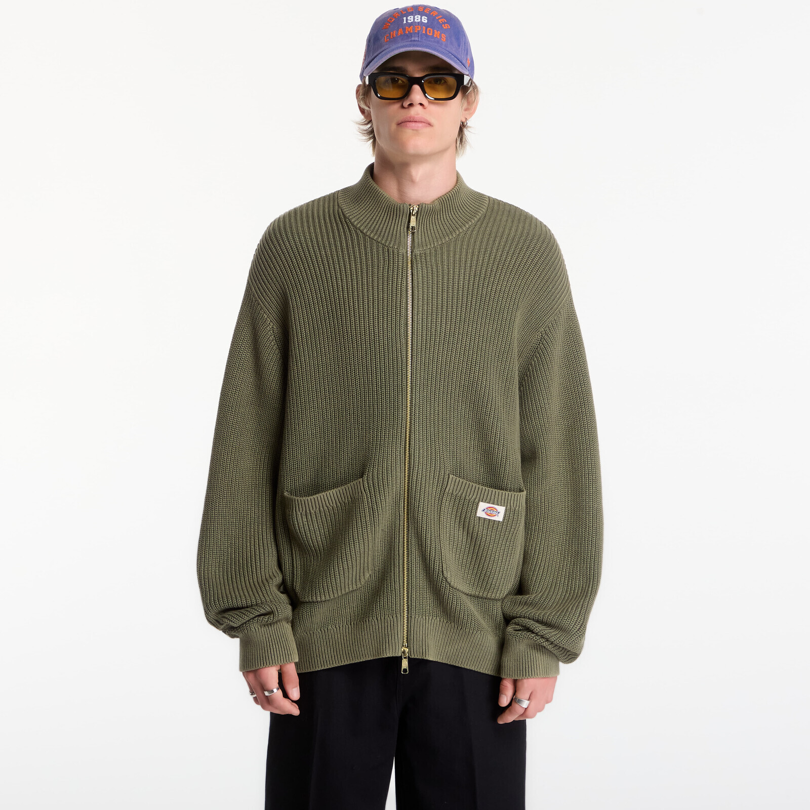 Sweater Dickies Fredonia Zipped Knit Sweater Green XL