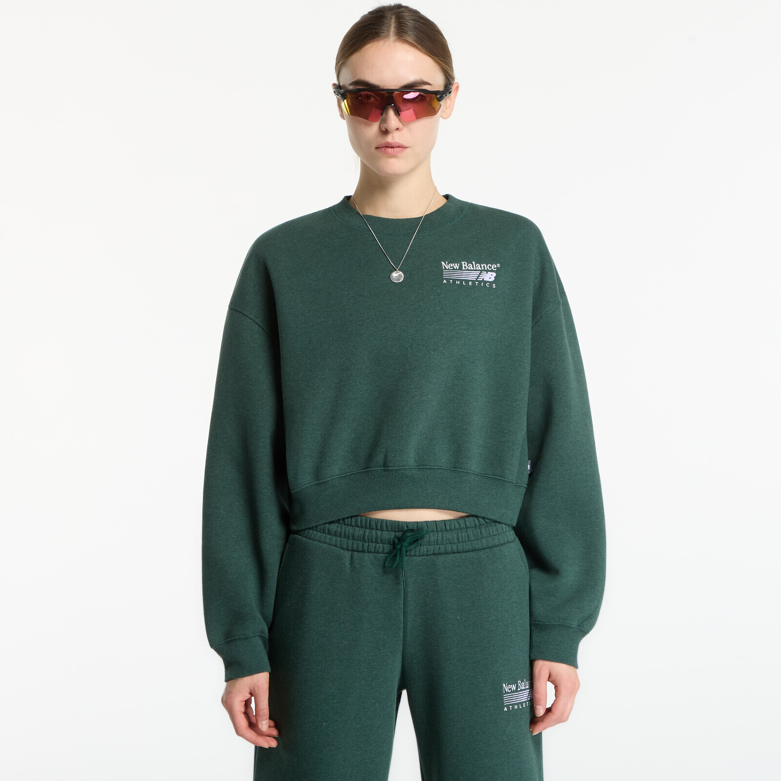 Sweatshirt New Balance Trackside Fleece Crew Nordic Green Heather M