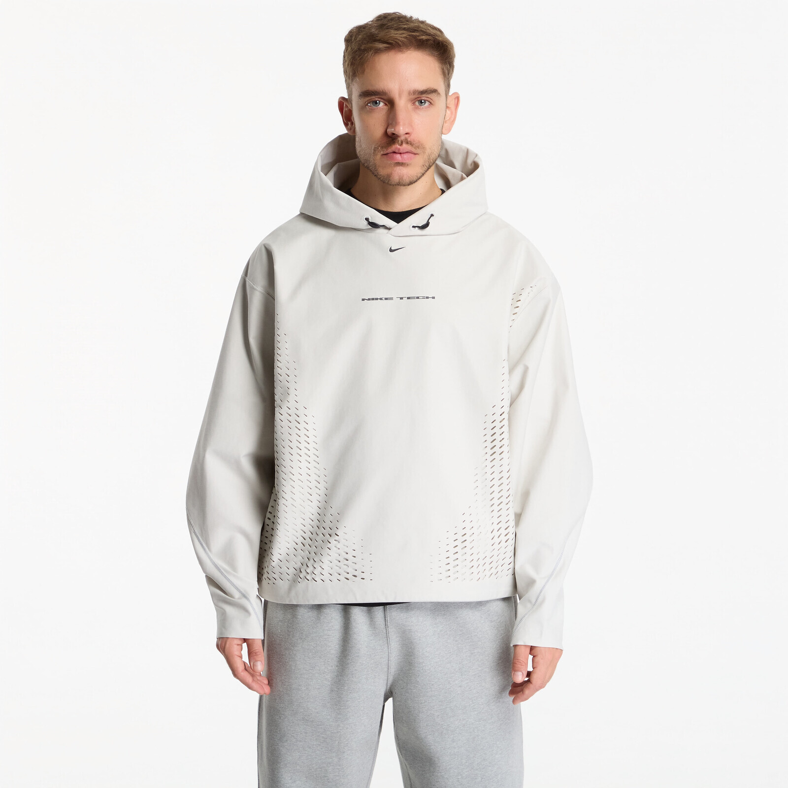 Sweatshirt Nike Tech Men's Dri-FIT Shori Knit Pullover Hoodie Light Bone/ Black L