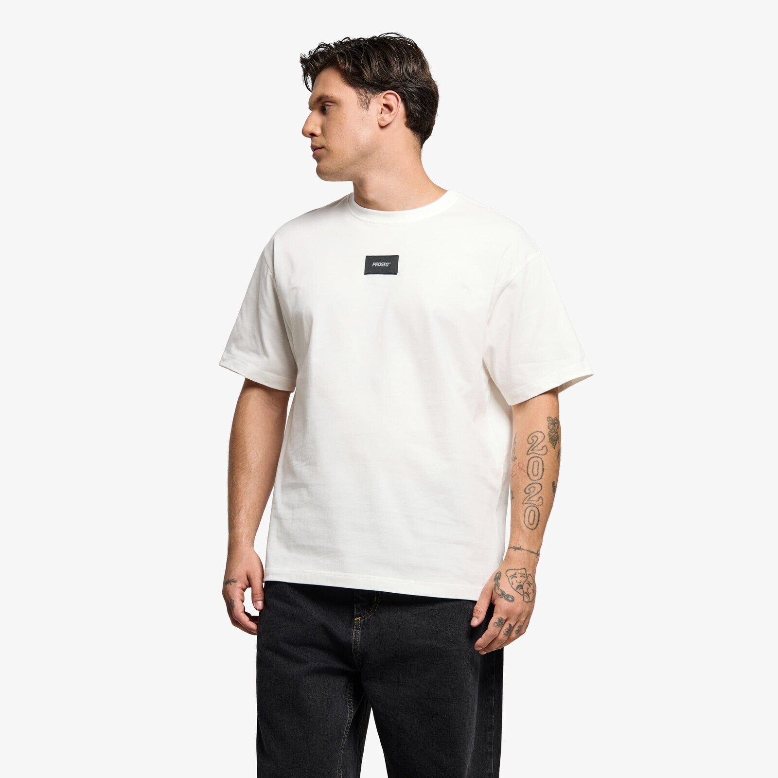 T-shirt Prosto T-shirt Jacquard Label White S